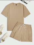 Khaki Cargo Men's Casual Matching Set