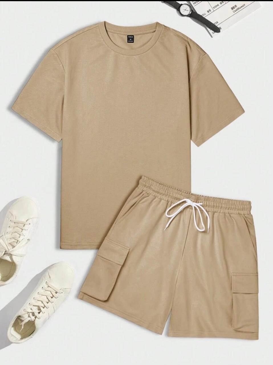 Khaki Cargo Men's Casual Matching Set