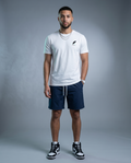 Men's white & Blue graphic Matching Set