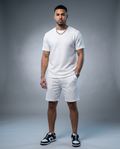 Lilly White Casual Men's Round Neck Matching Set