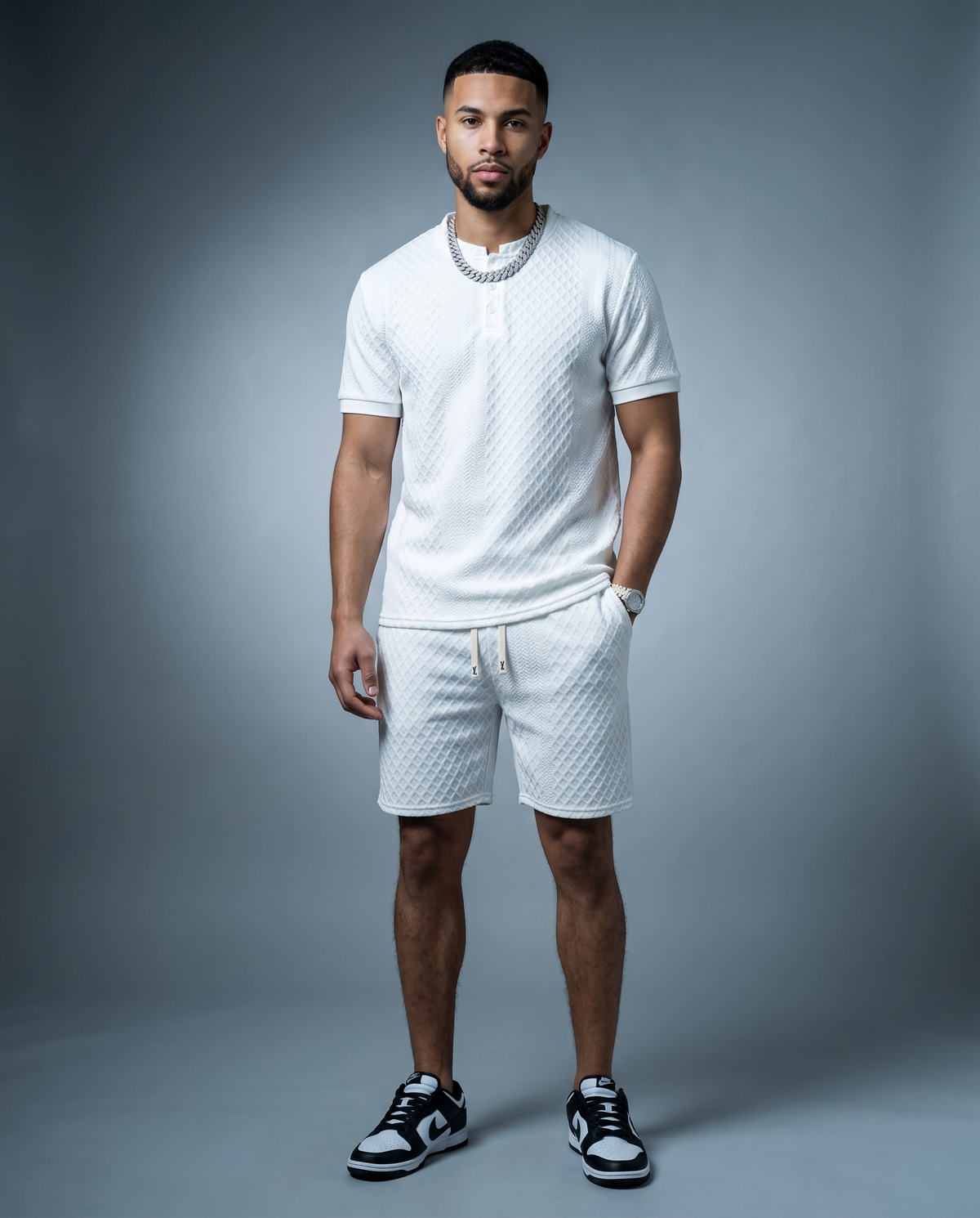 White Button up Casual Matching Set
