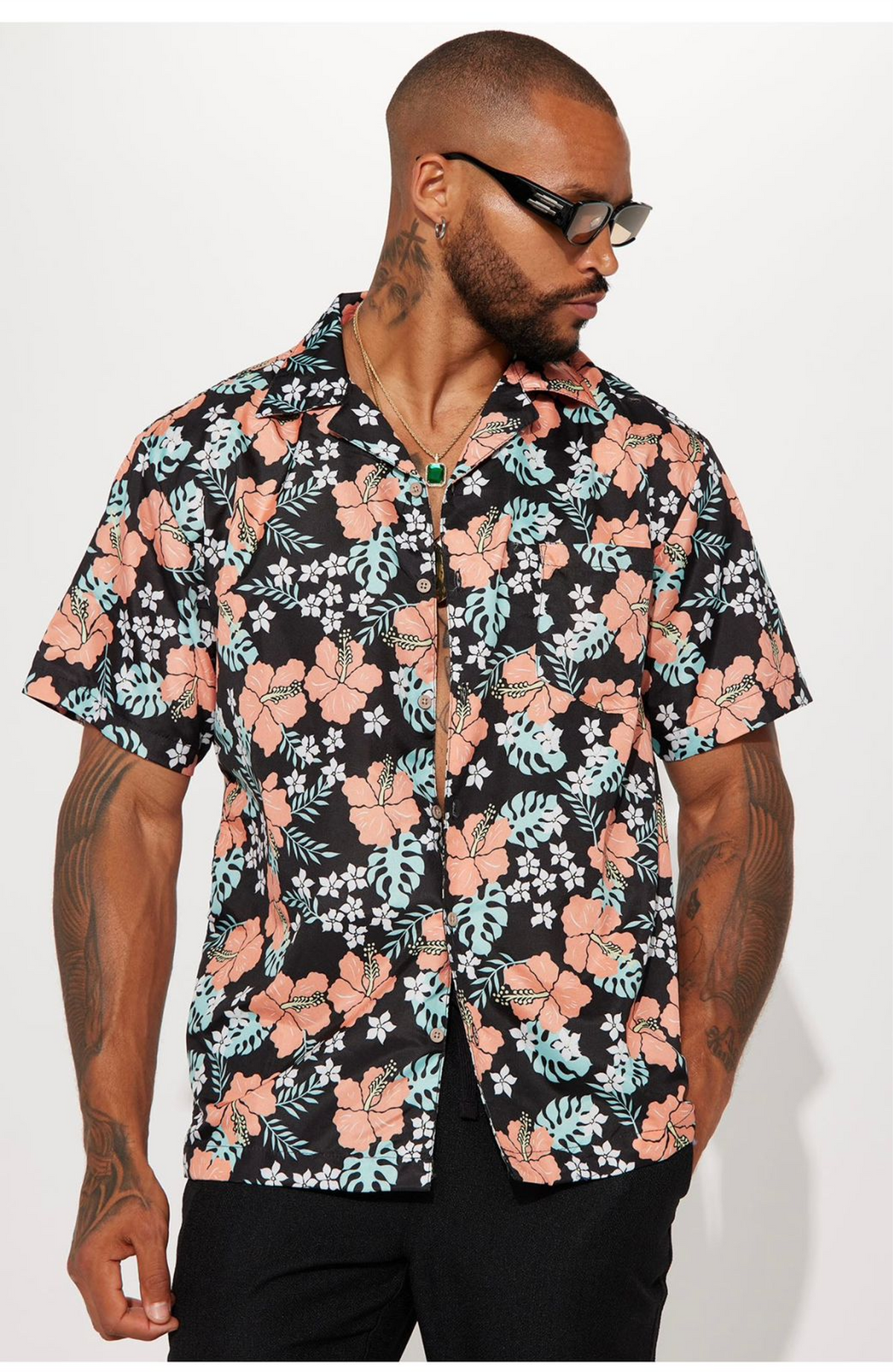 Orange & Black Floral Shirt
