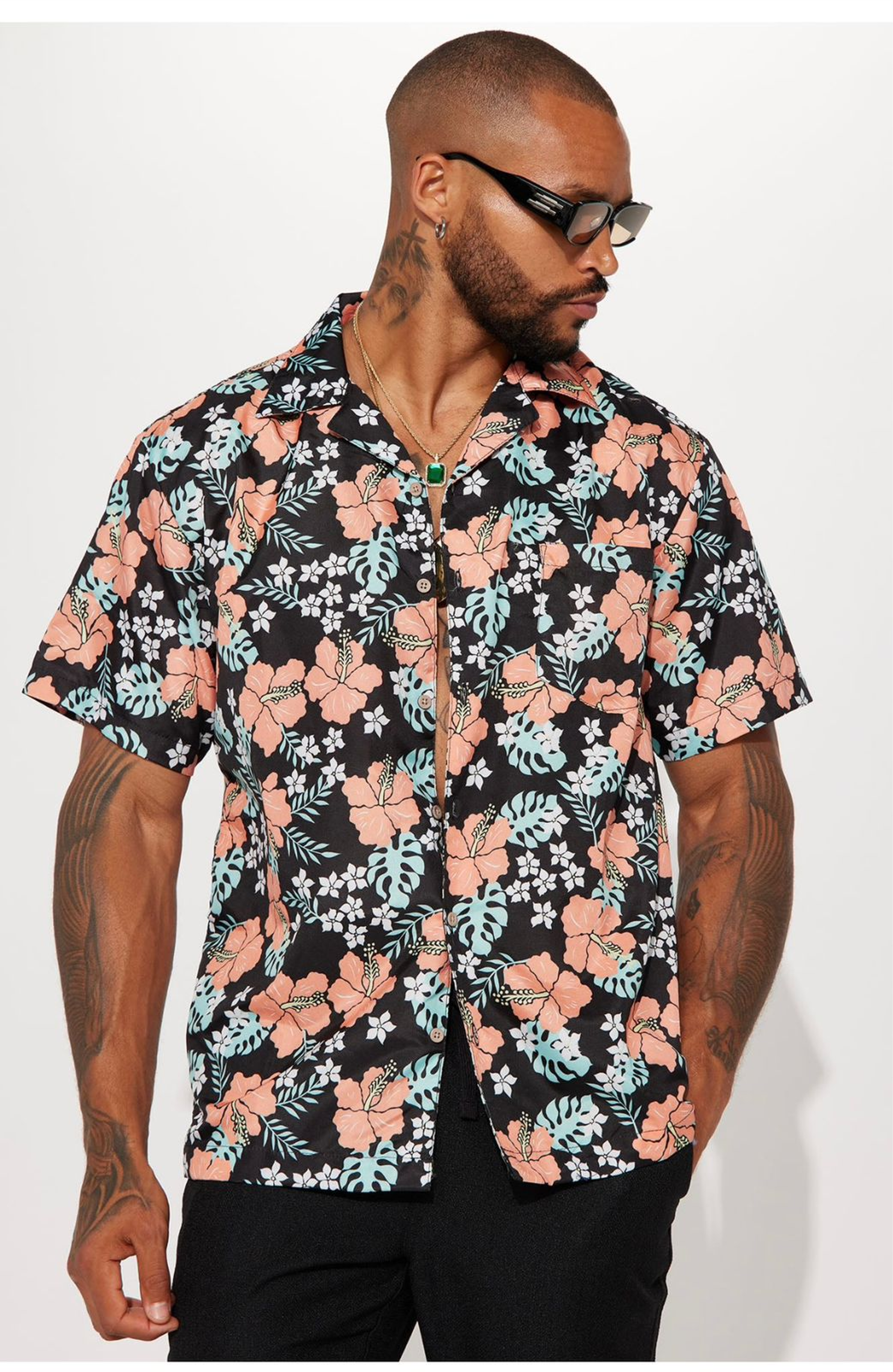 Orange & Black Floral Shirt