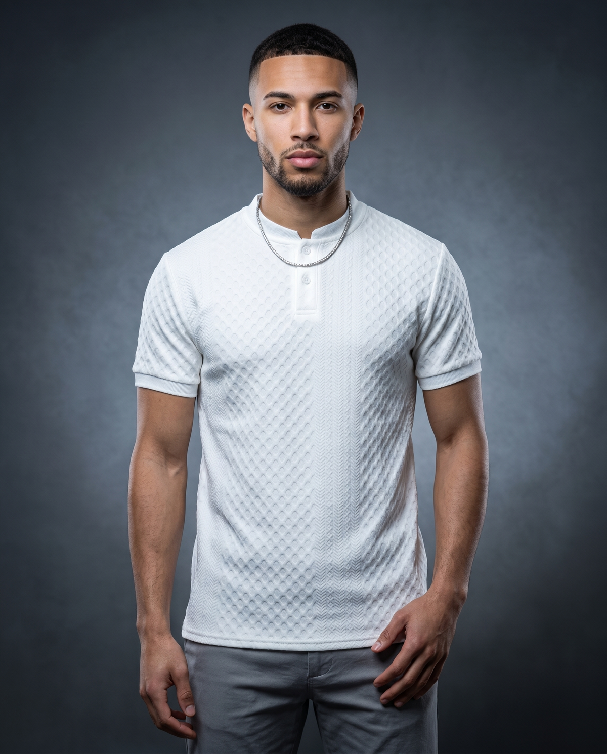 White Textured Essential Tee