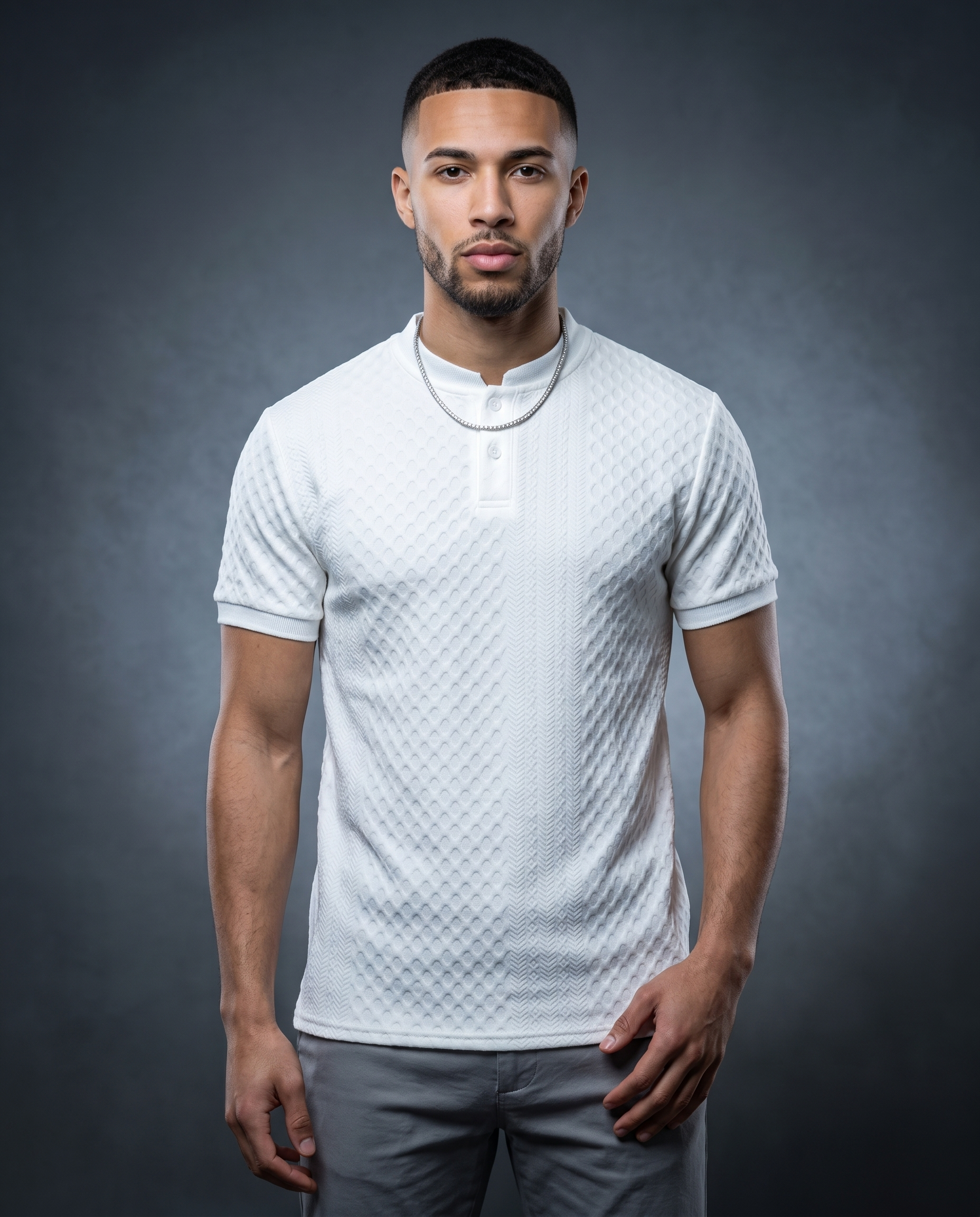 White Textured Essential Tee
